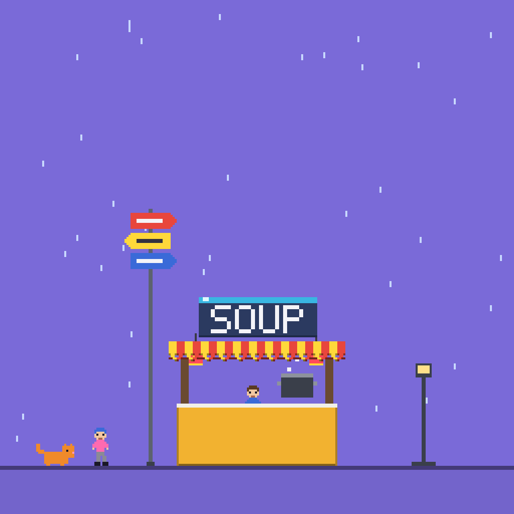 Night market at level 1: a kiosk